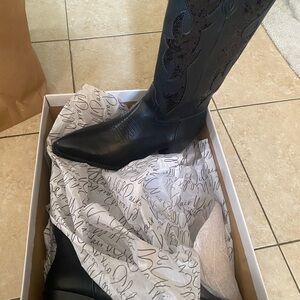 Black Embroidered Cowboy Boots
